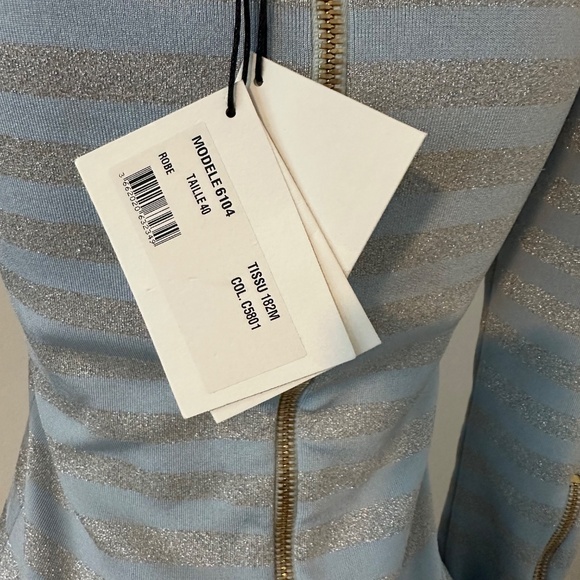 Balmain Baby Blue Rib Knit Mini Dress - Picture 3 of 6